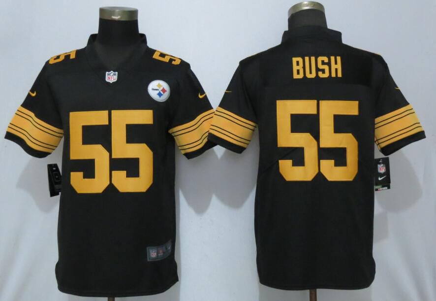 Men Pittsburgh Steelers #55 Bush Navy Black Nike Color Rush Limited NFL Jerseys